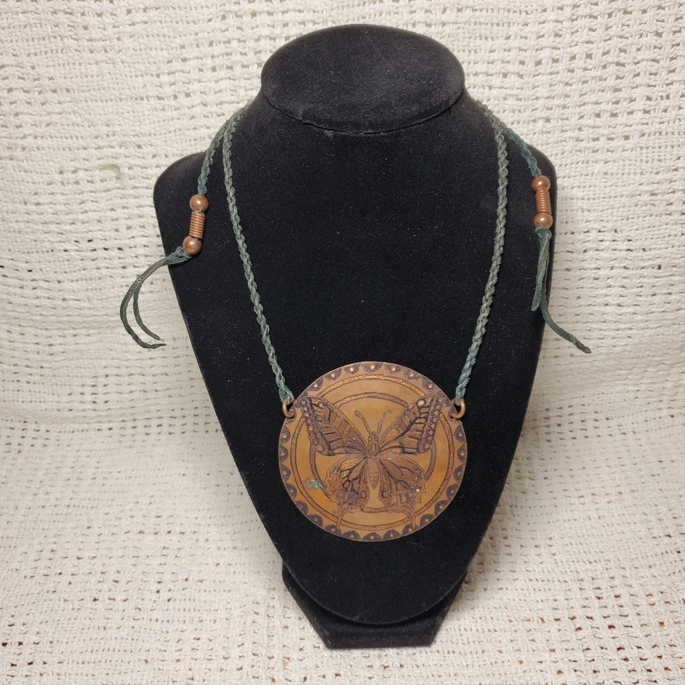Native American Handcrafted Copper Butterfly Pend… - image 1